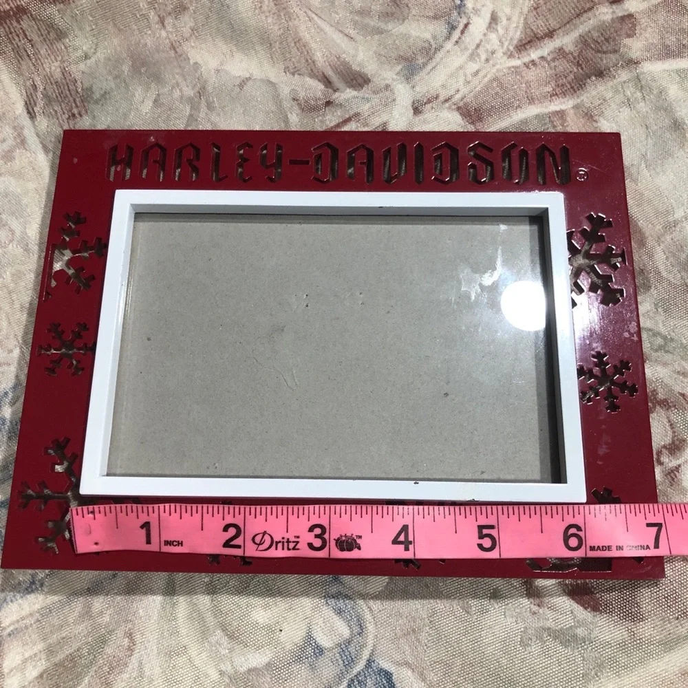 Harley Davidson Metal Picture Frame 6x4 Snowflakes Winter